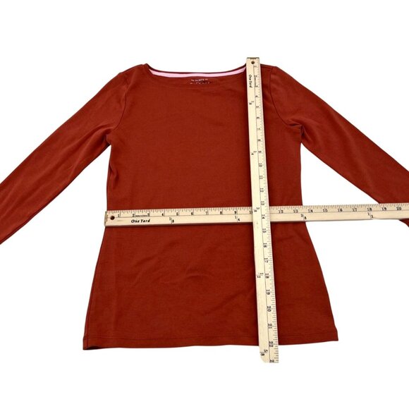 Talbots Petite Pima Cotton Long Sleeve Rust Red Tee Shirt P - Picture 3 of 4
